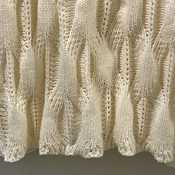 KNIT MIX Crochet Knit Mini Bodycon Short Sleeve Dress, Cream - L - Picture 3 of 9